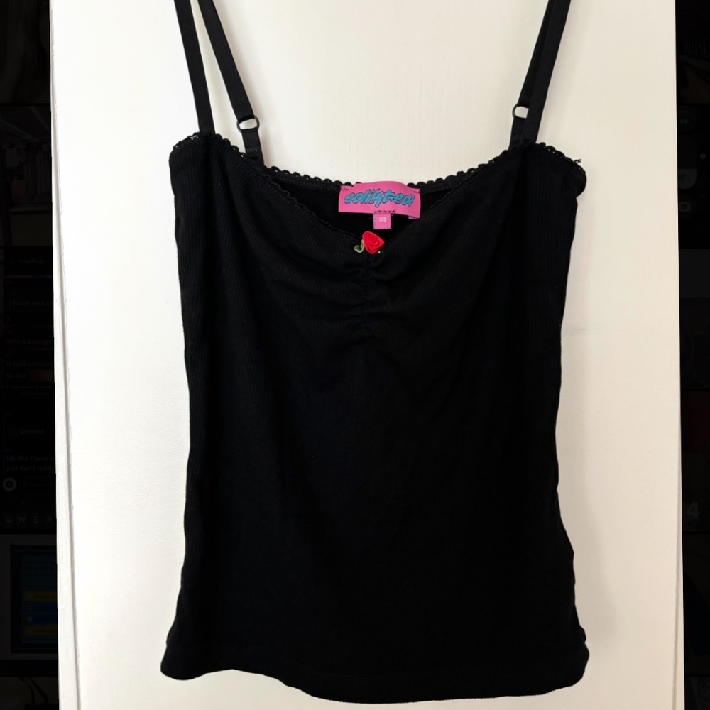 EDIKTED black ribbed tank top XS